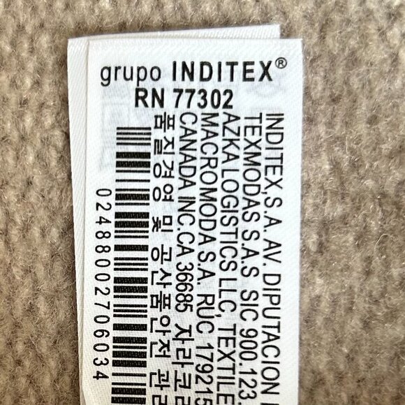 Zara Beige Puff Sleeve Cropped Turtleneck Sweater Ribbed Knit Trendy Top Size M - Picture 11 of 13